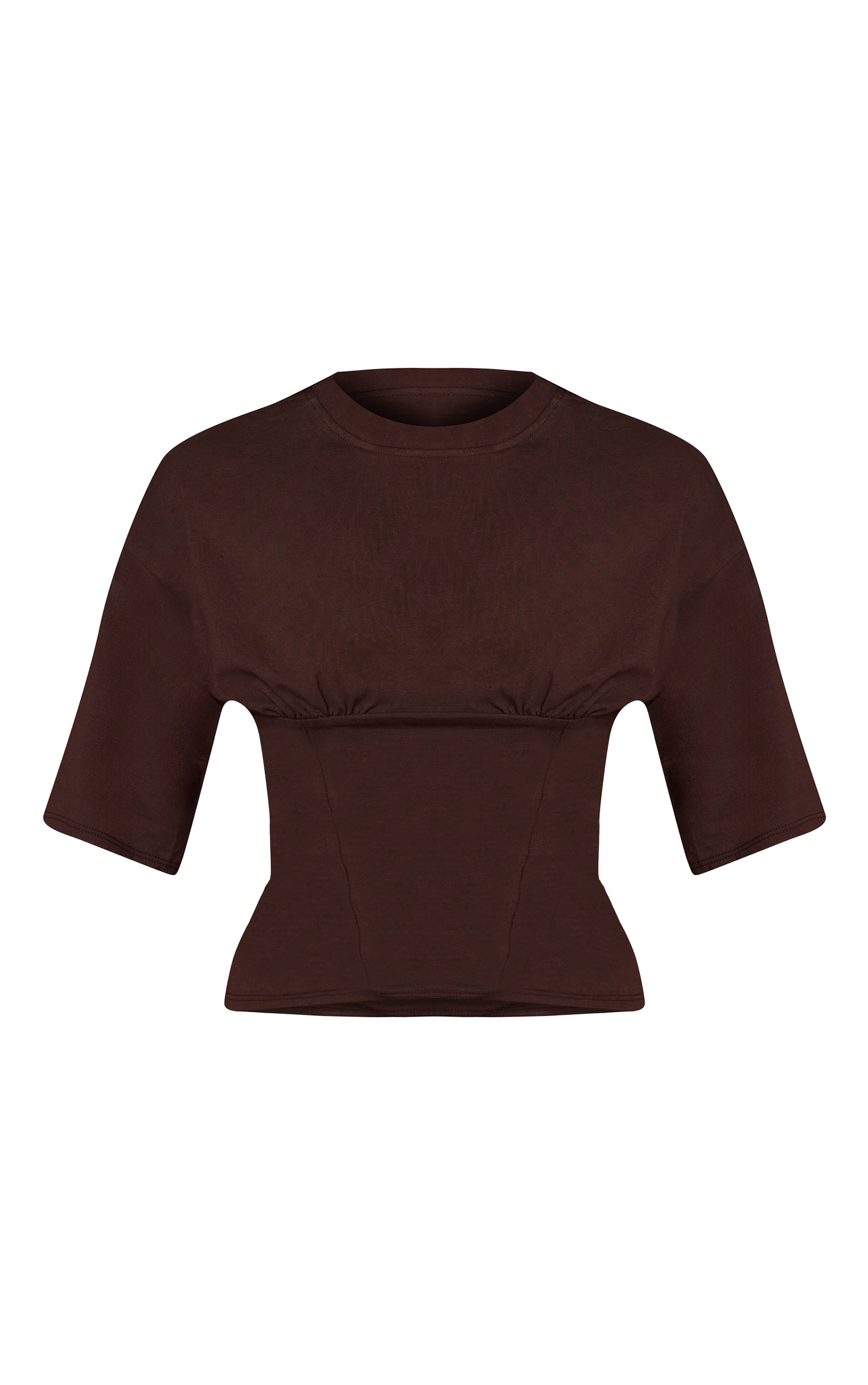 T-shirt ajusté en coton chocolat à buste froncé image 5