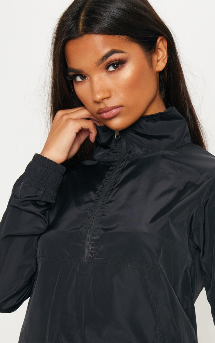 Black Shell Zip Up Tracksuit Top Tops PrettyLittleThing CA