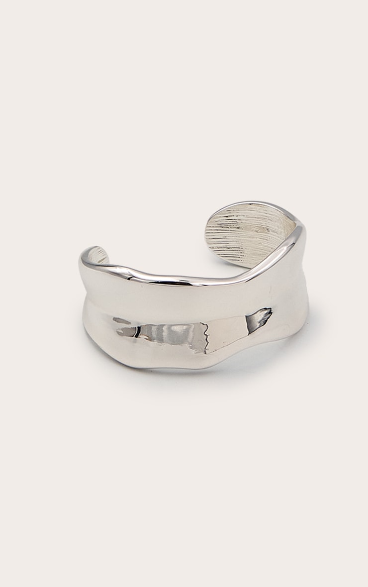 Silver Hammered Edged Cuff image 2