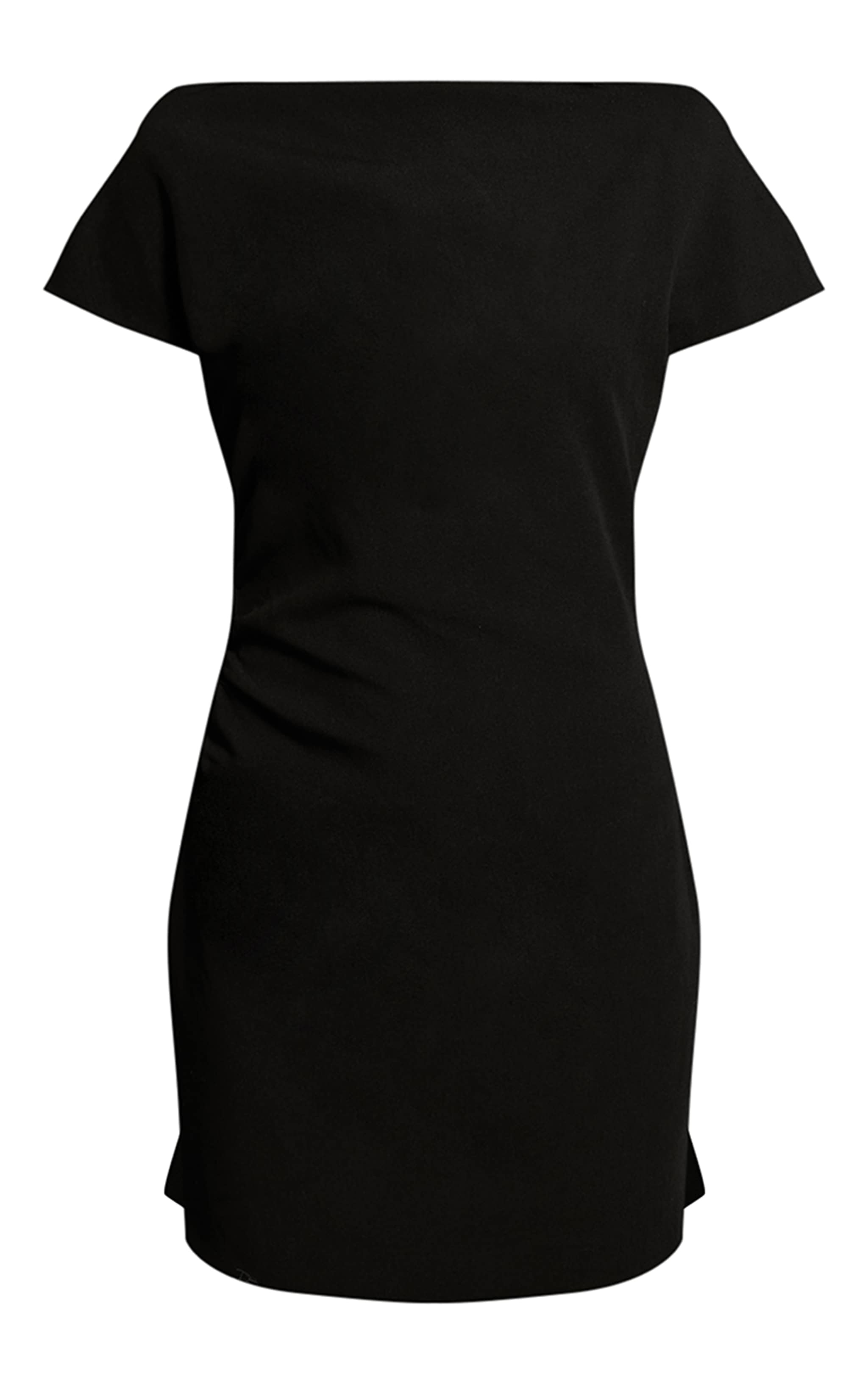Mini robe tissée noire à manches drapées image 5