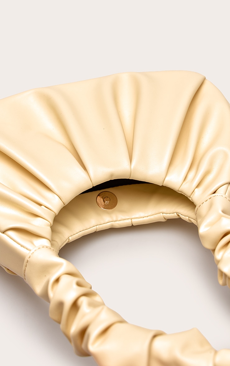 Butter Yellow Soft PU Ruched Handle Shoulder Bag image 4