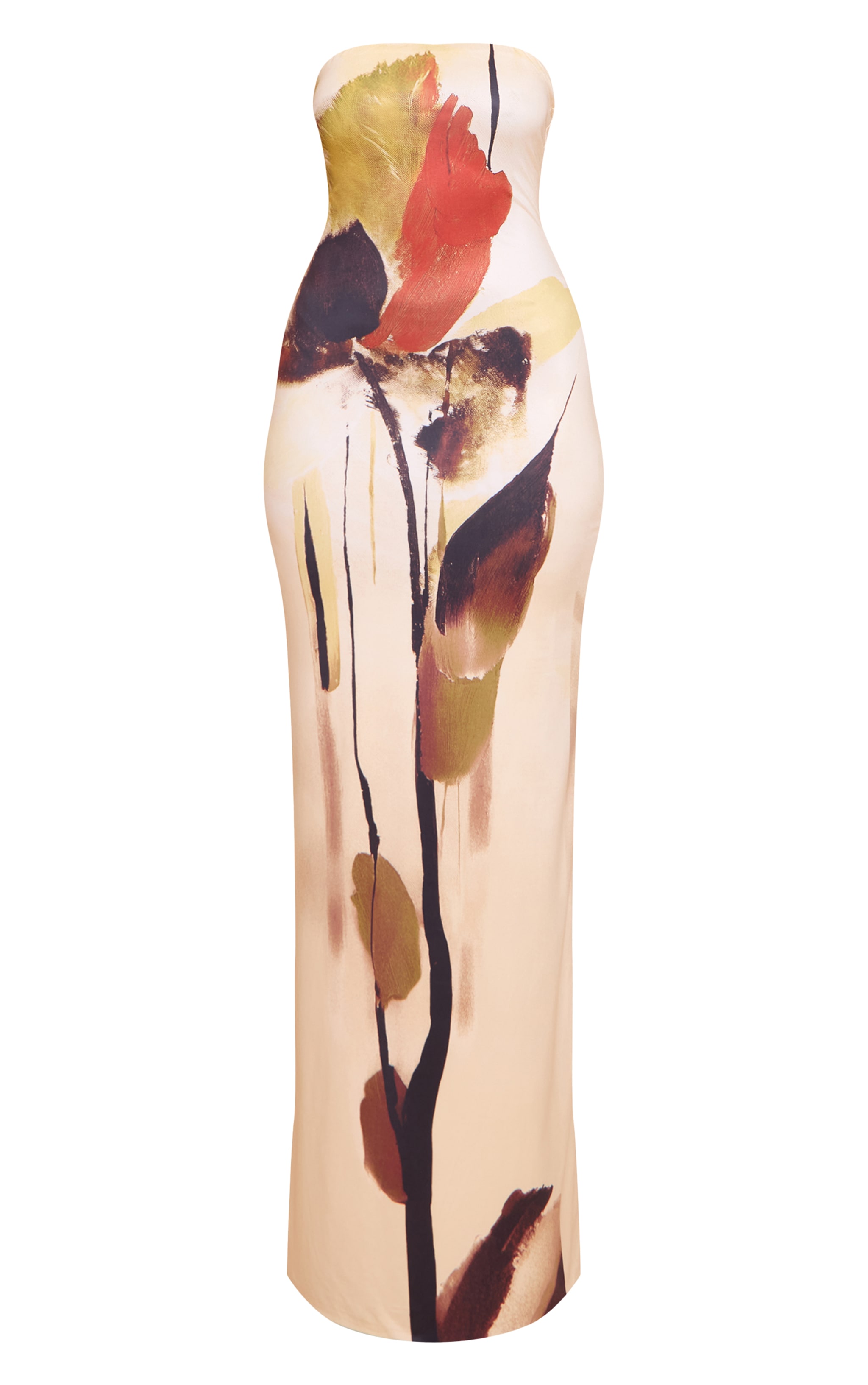 Cream Printed Bandeau Maxi Dress image 5
