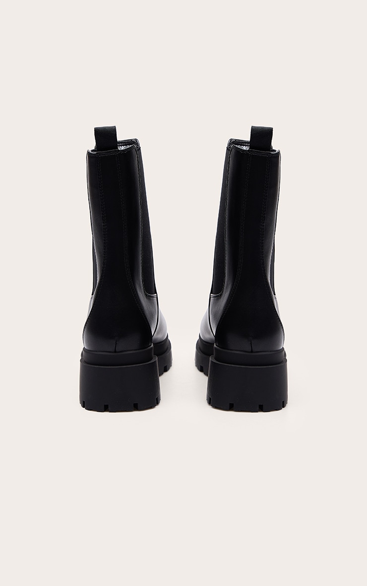 Black PU Chunky Sole Chelsea Boots image 4