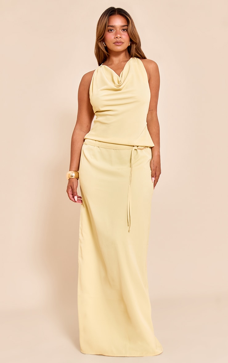 Shape Butter Yellow Gold Trim Strappy Tie Maxi Skirt image 1