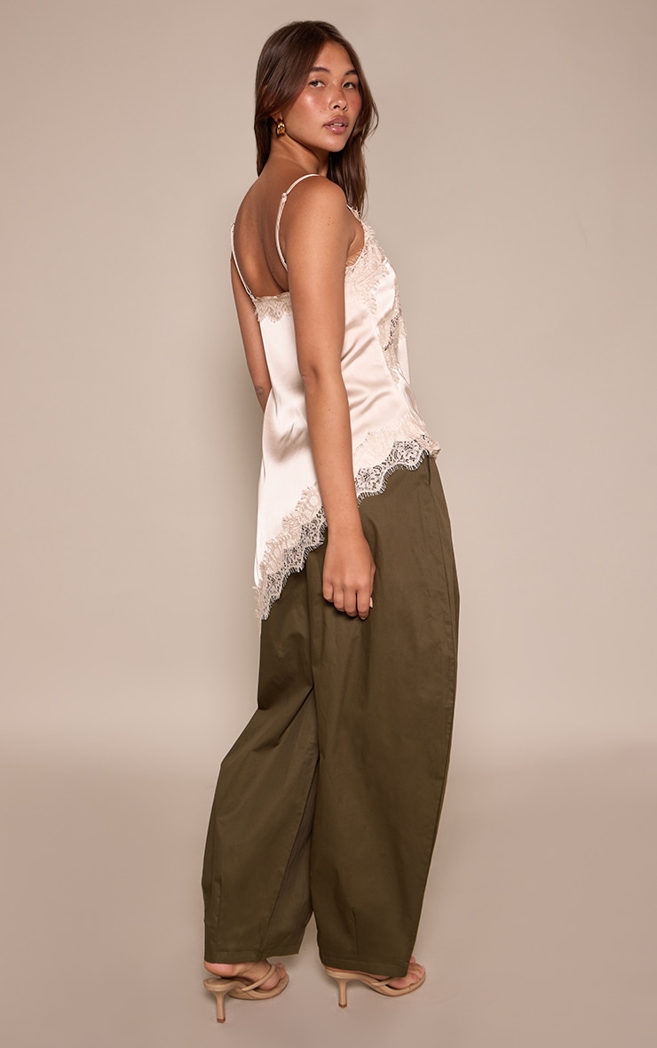 Khaki Elasticated Waist Parachute Pants image 3