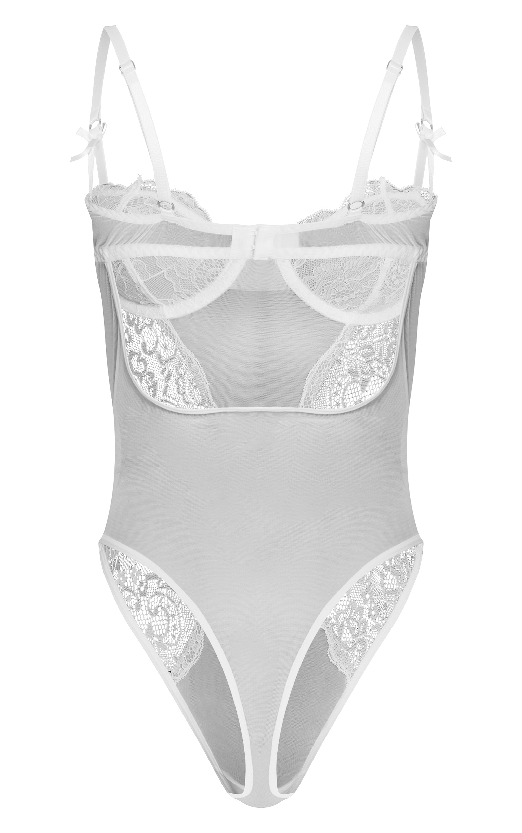 White Lace Underwired Lingerie Bodysuit image 6