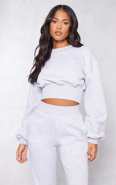 Tall Ash Grey Cropped Sweatshirt