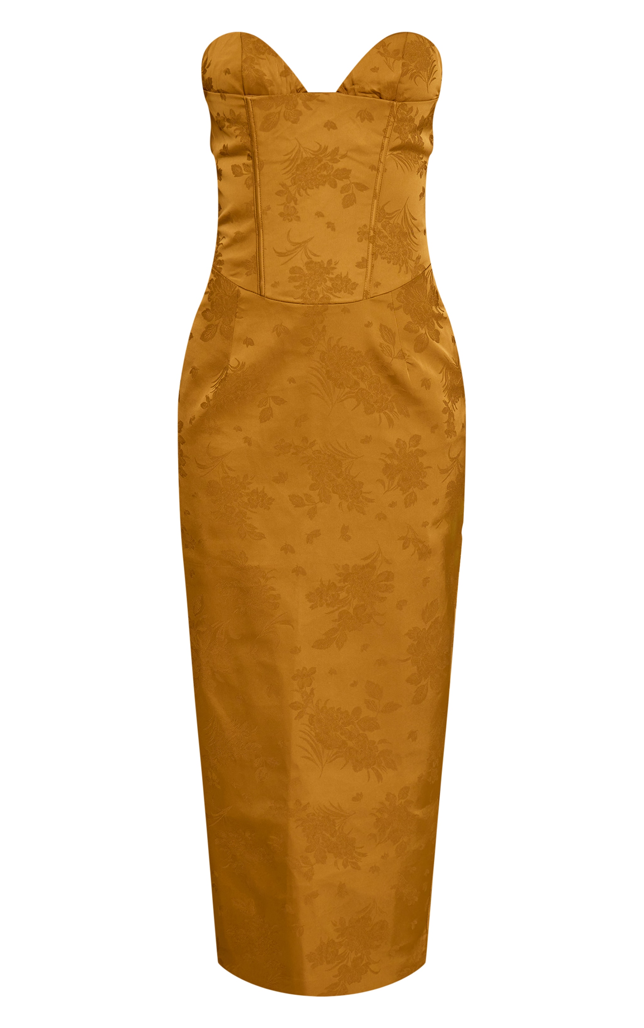 Golden Olive Jacquard Hook And Eye Corset Midaxi Dress image 5