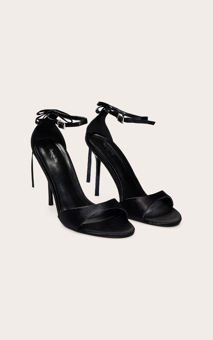 Black Satin Round Toe Bow Detail Sandal image 3