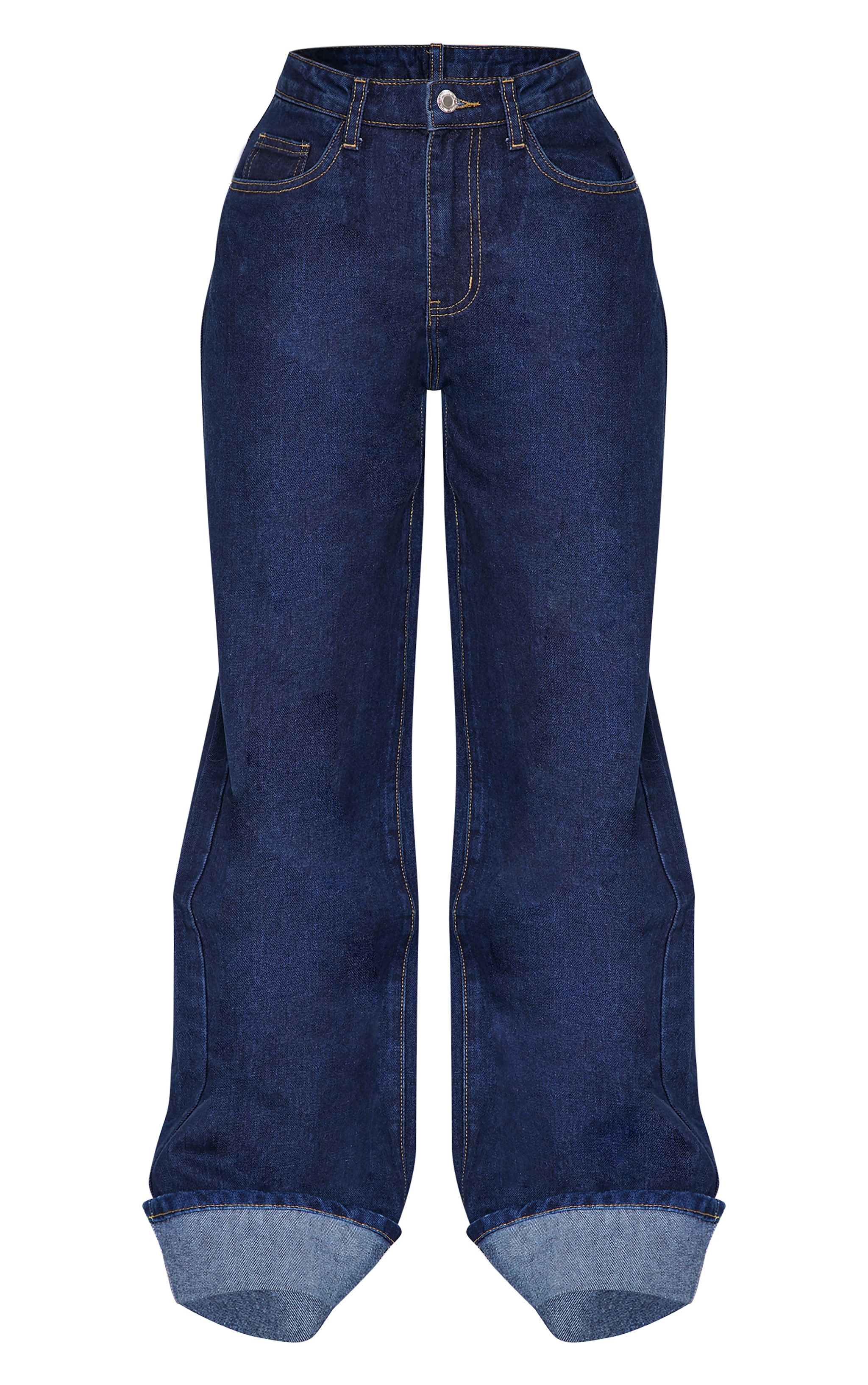 Petite Indigo Wide Leg Turn Up Hem Jeans image 5