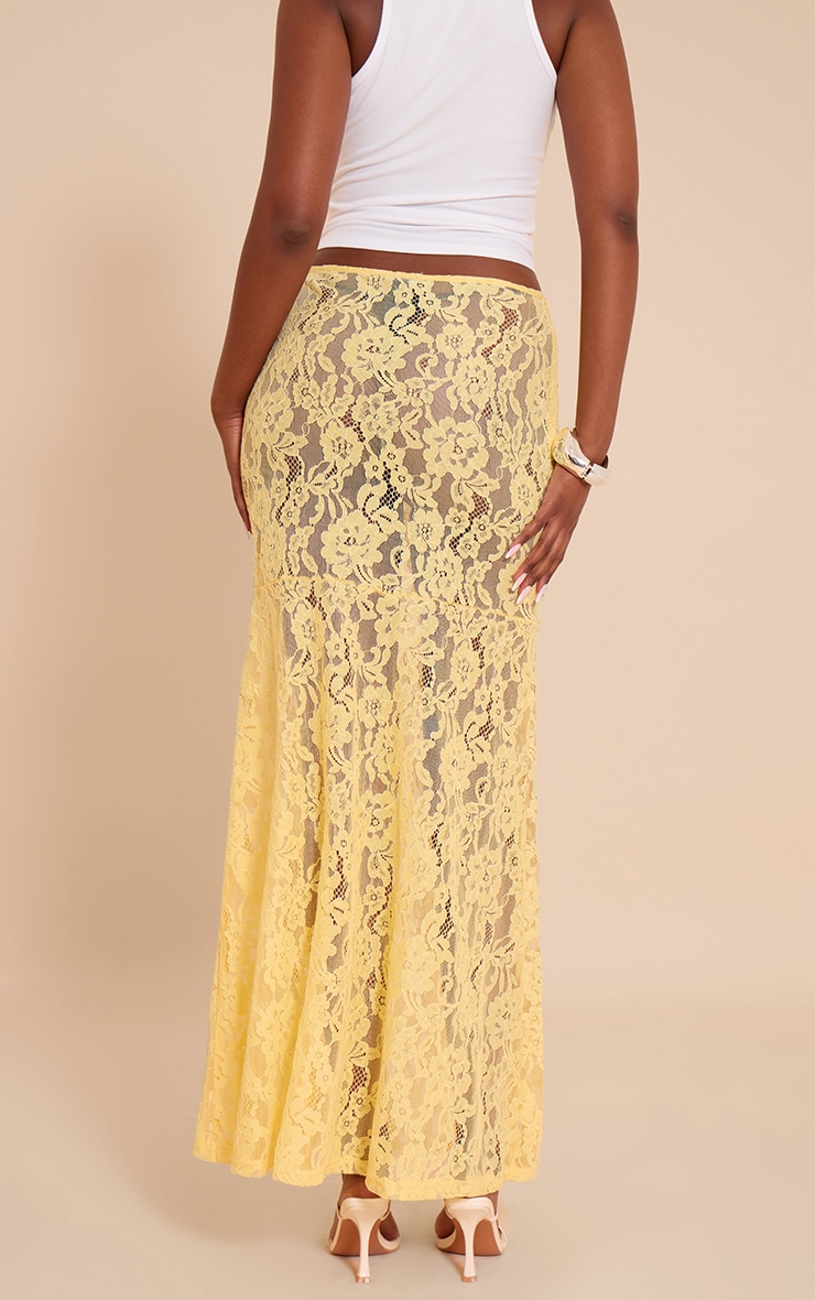 Lemon Floral Lace Sheer Maxi Skirt image 3