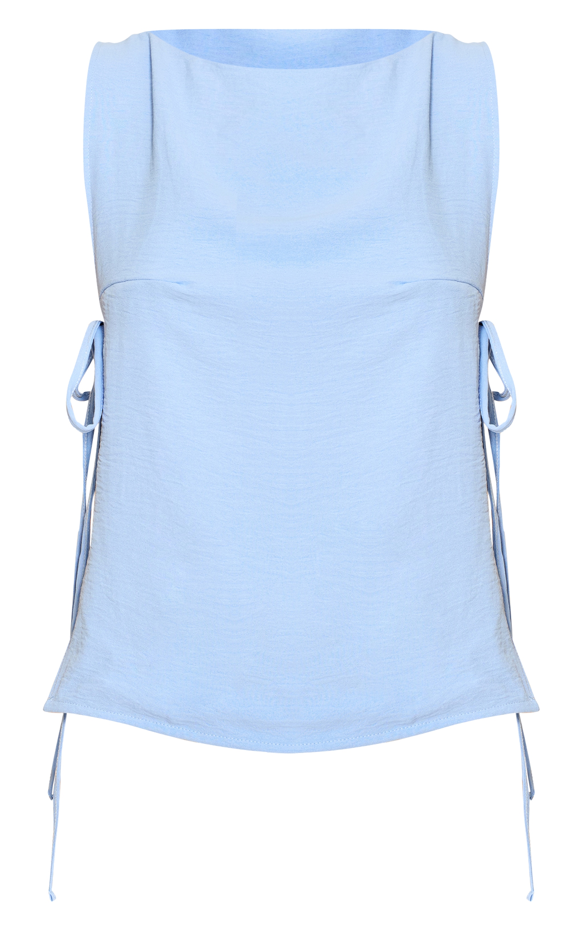 Pale Blue Woven Tie Side Detail Long Top image 5