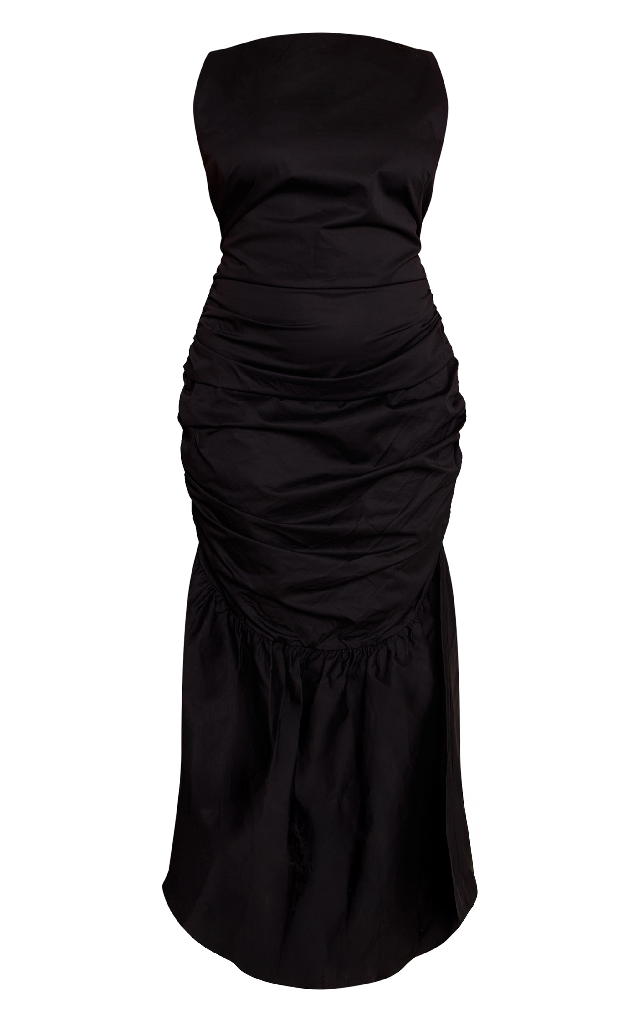 Plus Black Ruched Skater Hem Midaxi Dress image 5