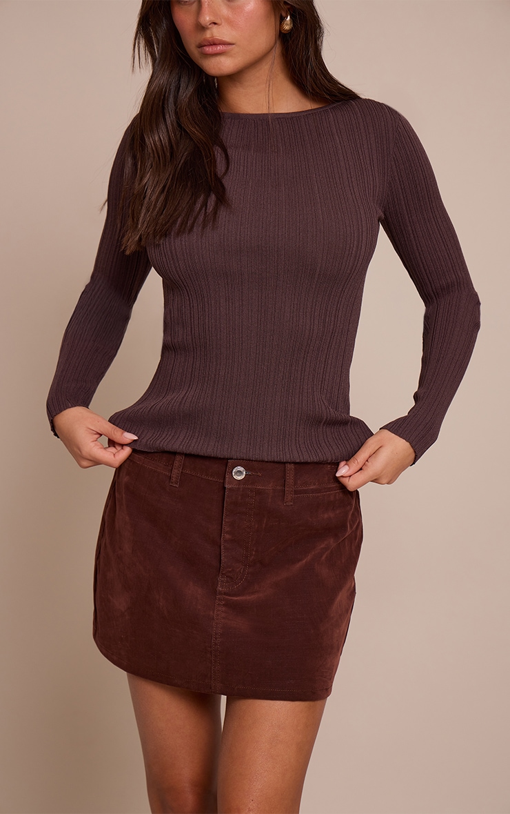 Mini-jupe en jean floqué chocolat image 2