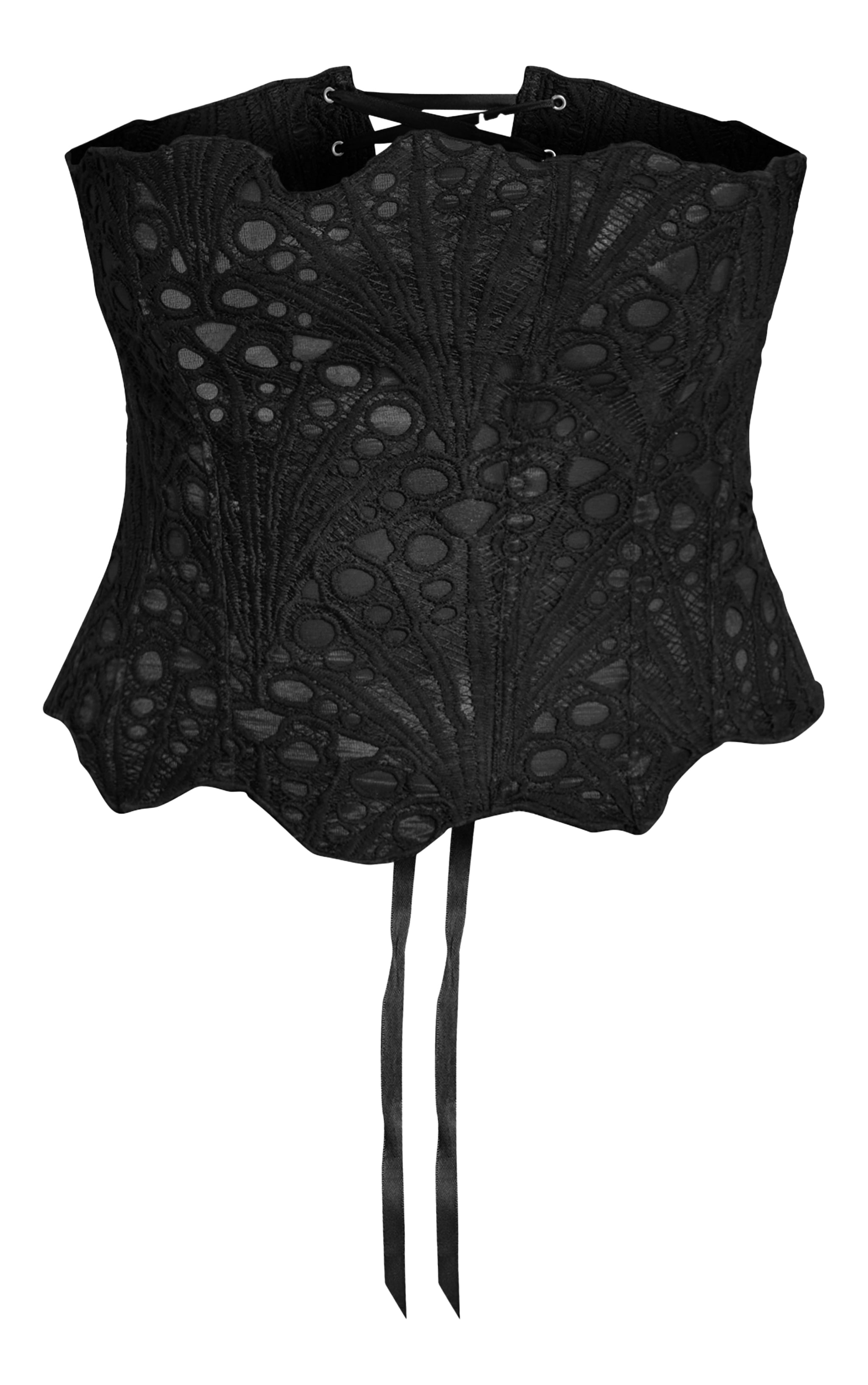 PLUS Black Textured bandeau Sheer Floral Lace Corset image 5