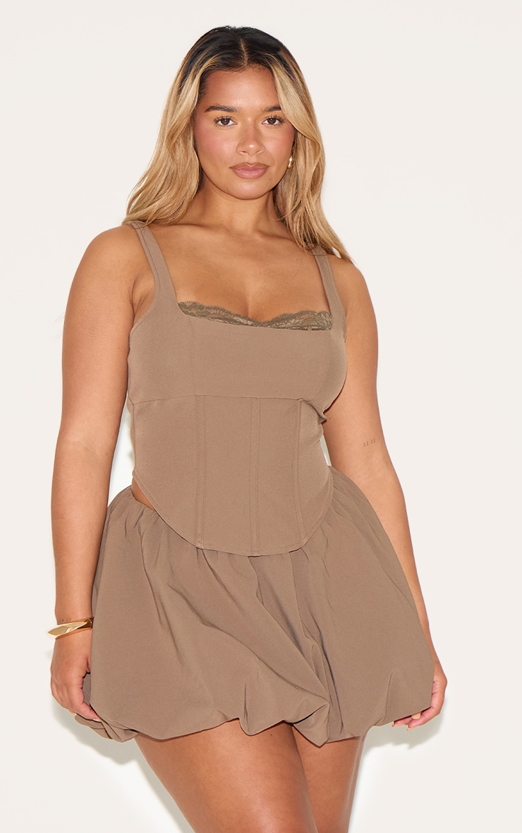 Shape Mocha Tailored Puffball Mini Skirt image 1
