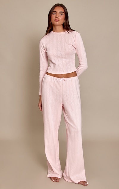 Pantalon de pyjama en maille pointelle rose tendre