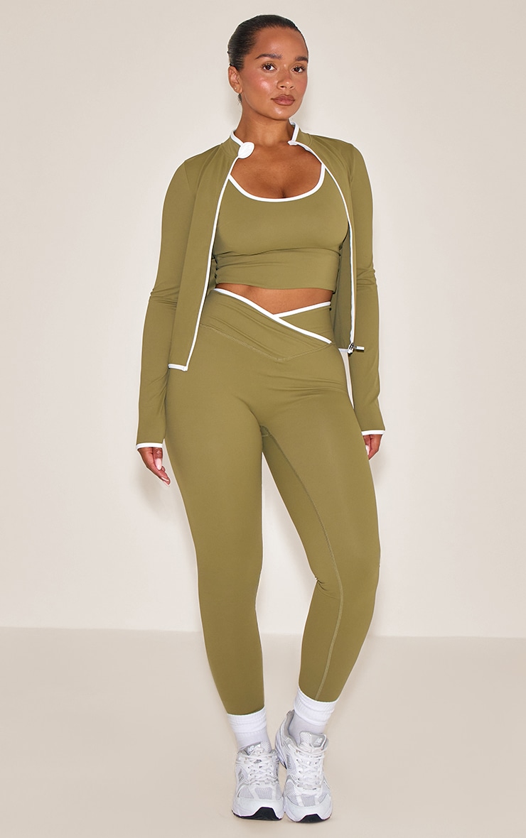 SHAPE OLIVE ACTIVE CONTRAST BINDING WRAP WAISTBAND LEGGINGS image 1