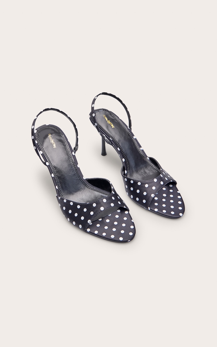 Polka Dot Open Toe High Heel Slingback Heels image 3