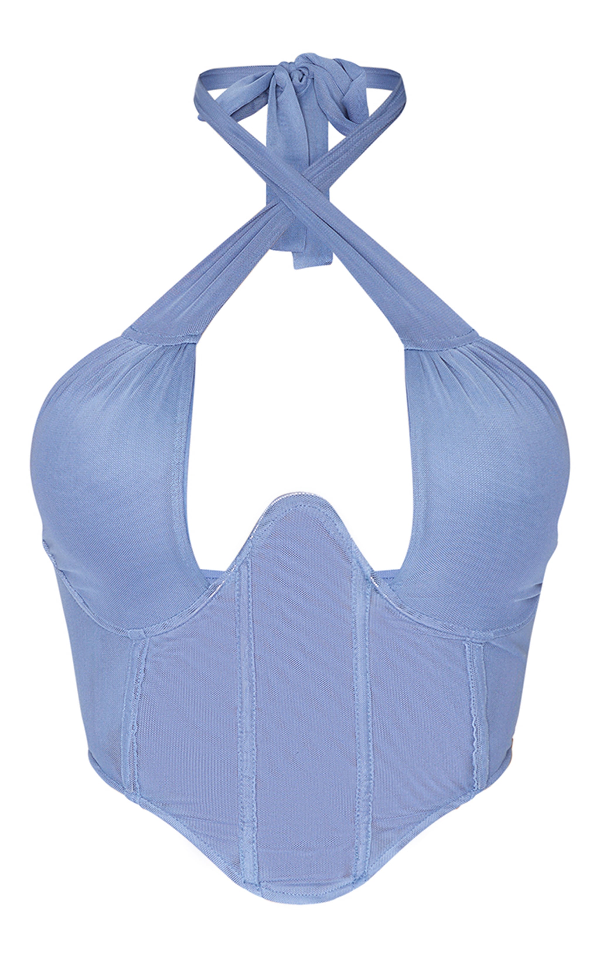 Shape Powder Blue Double Layered Neck Corset Top | Shape