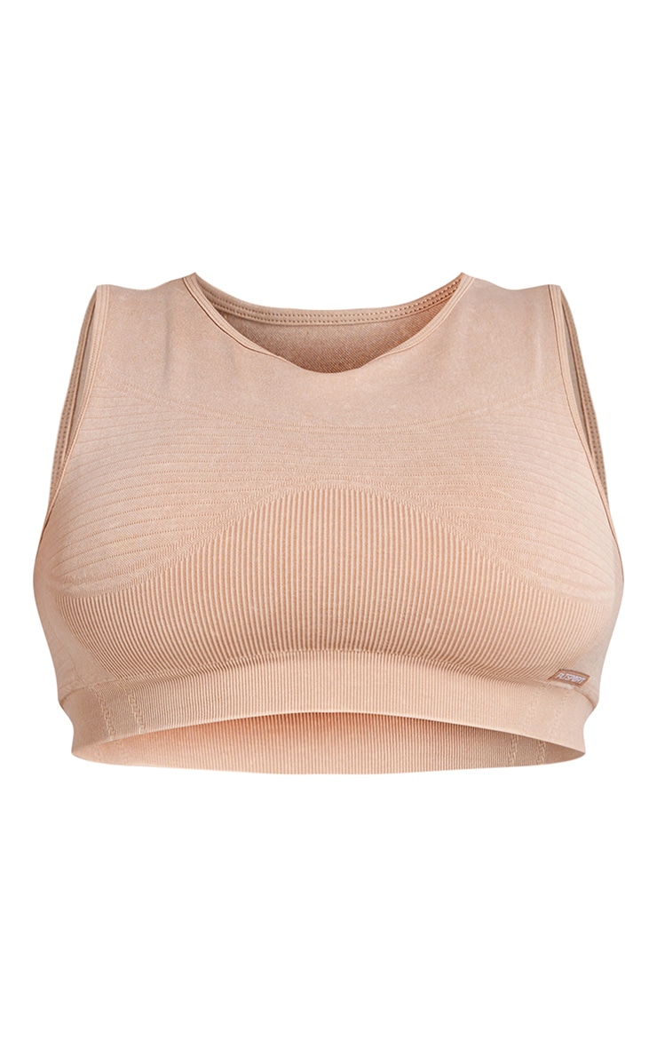 PLT Sport Plus Brassière de sport côtelée café au lait délavé javélisé sans coutures image 5