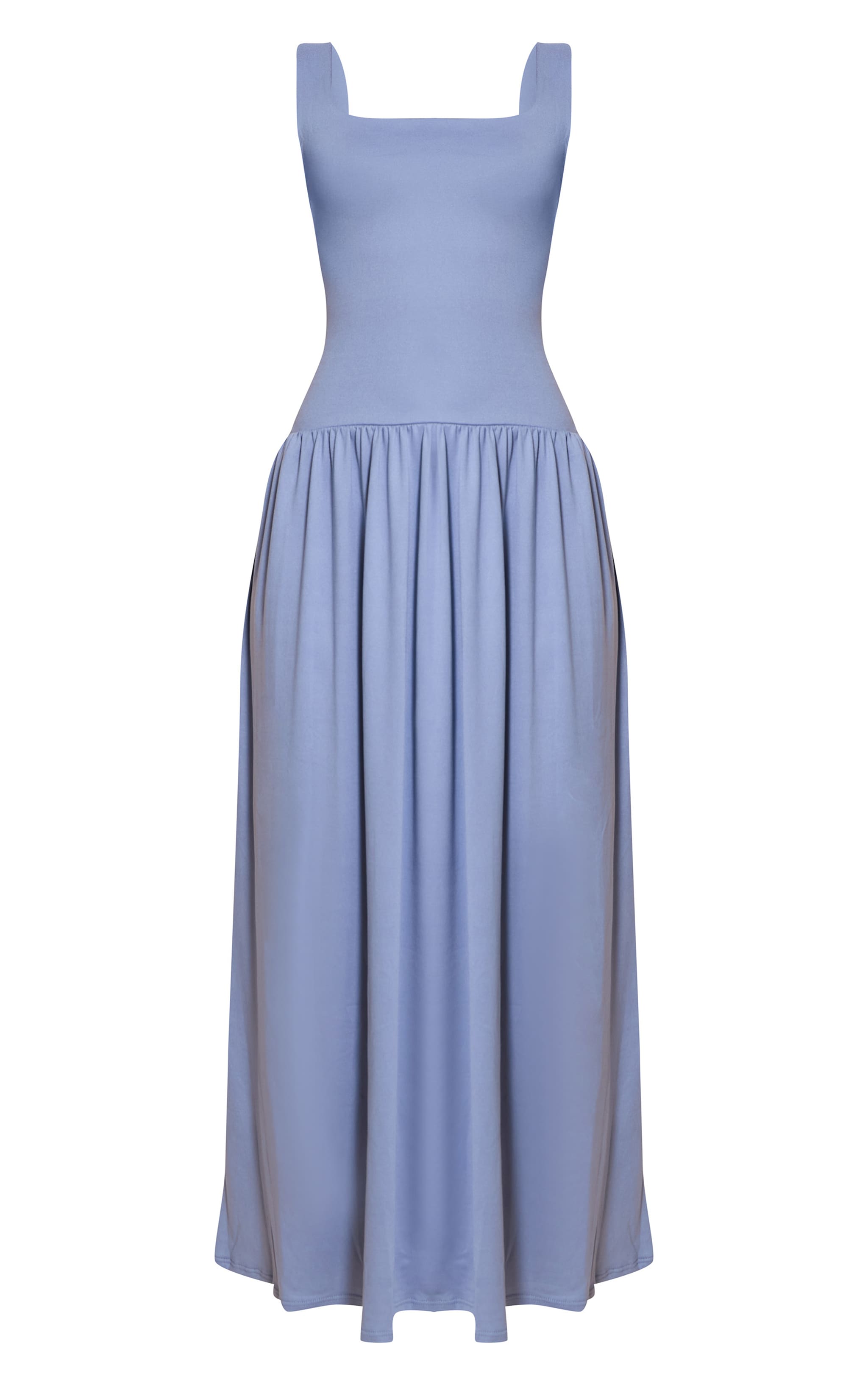 Blue Double Contour Scoop Neck Drop Waist Maxi Dress image 5
