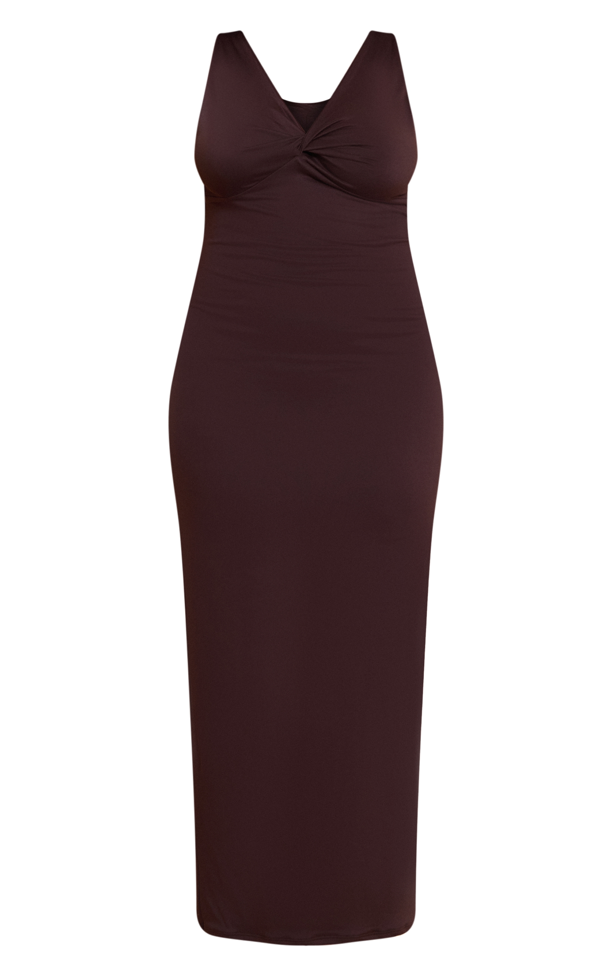 Plus Chocolate Double Contour Twist Bust Detail Maxi Dress image 5