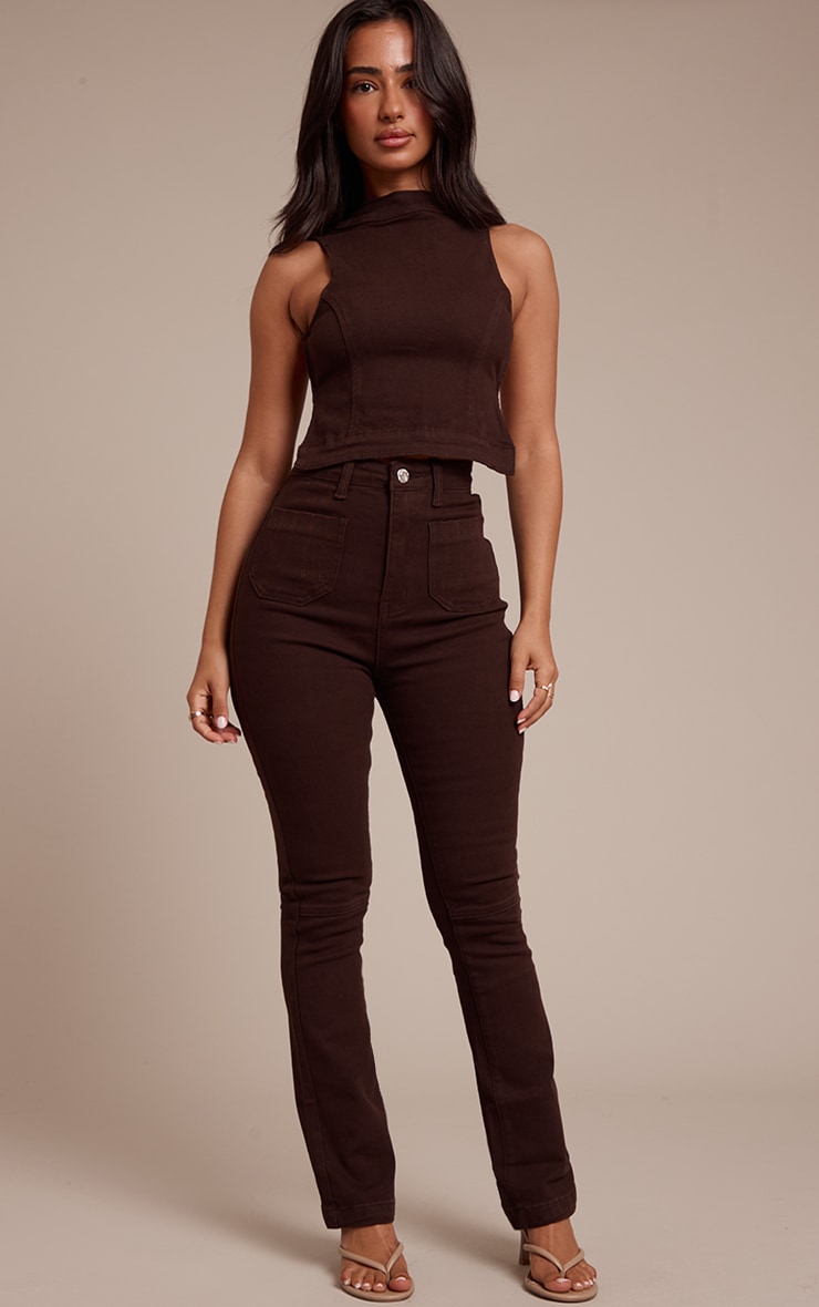 Petite Dark Chocolate Denim Backless Top image 3