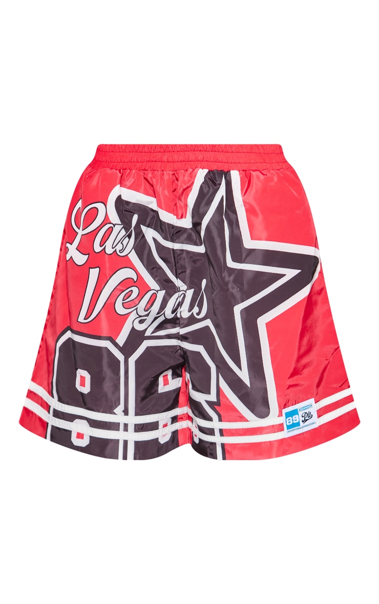 Red Printed Low Rise Oversized Shorts image 6