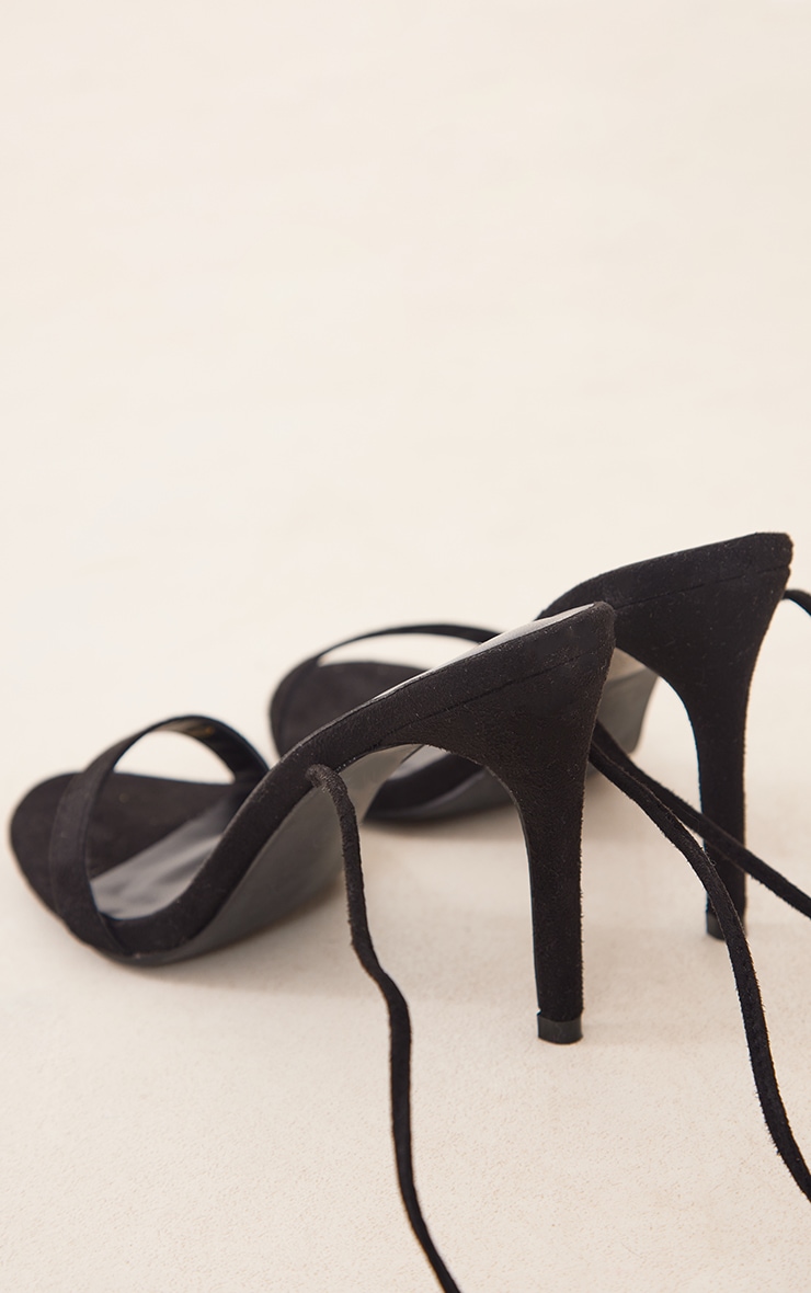 Black Barely There Ankle Tie Strappy Sandal image 4