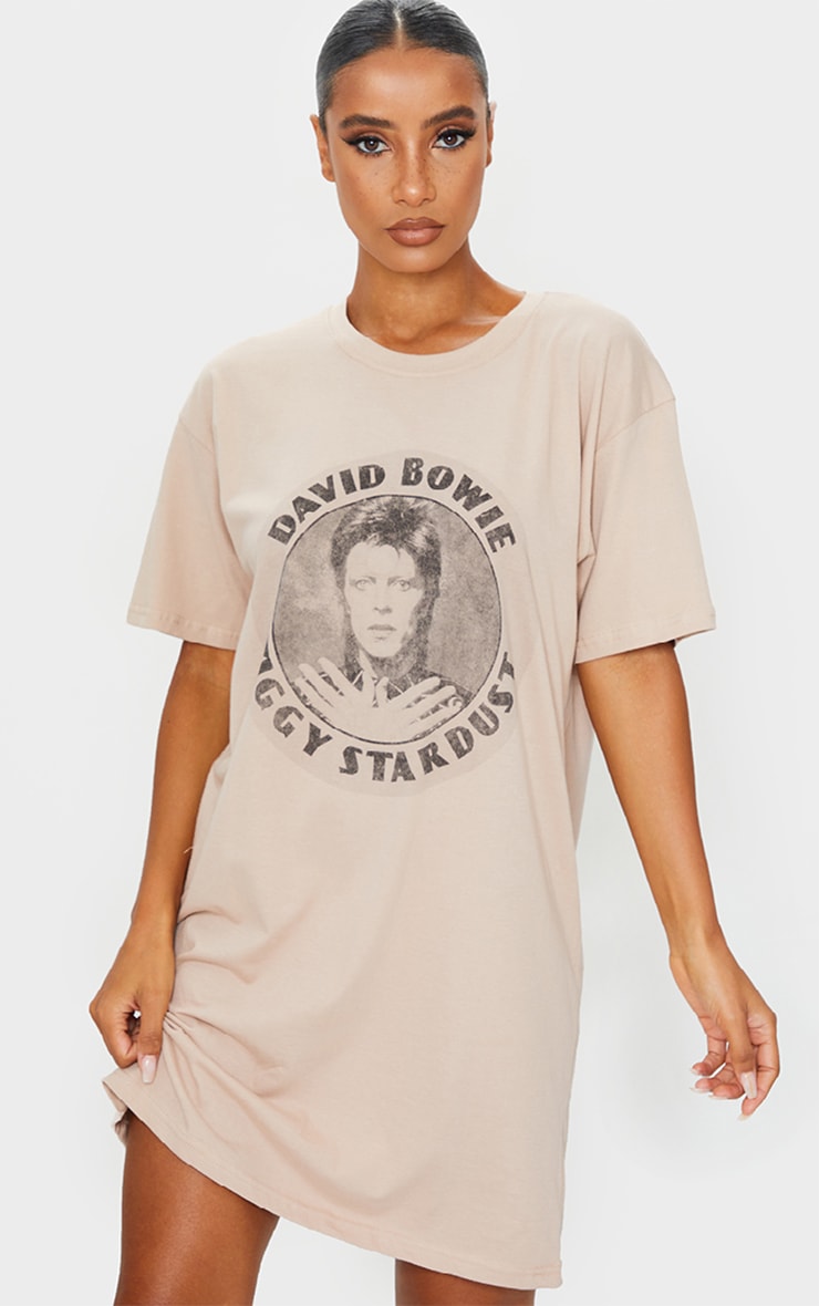Sand David Bowie Print T Shirt Dress