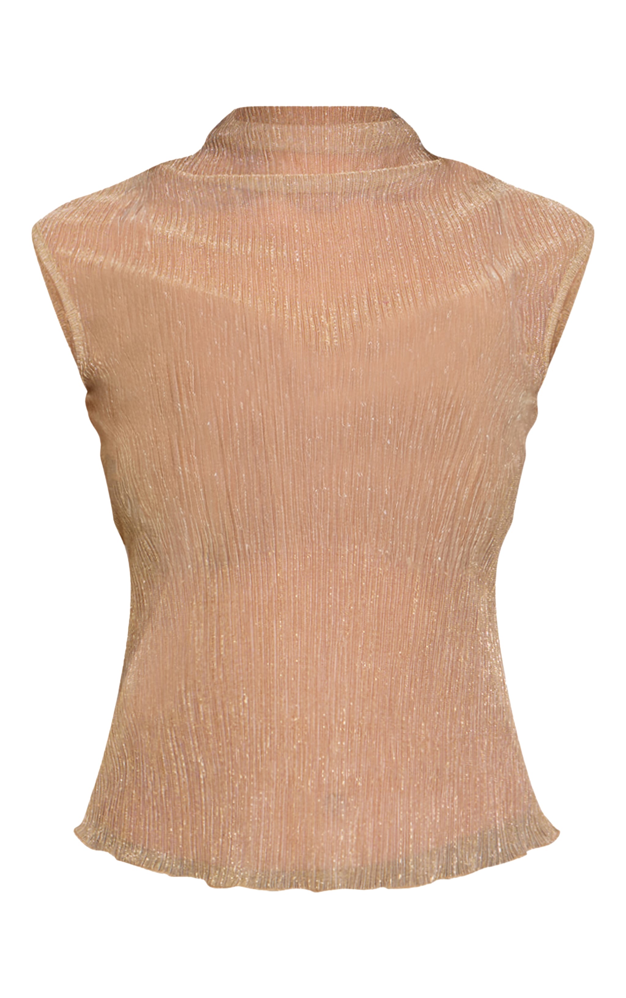 Gold Shimmer Pleated High Neck Top  image 5