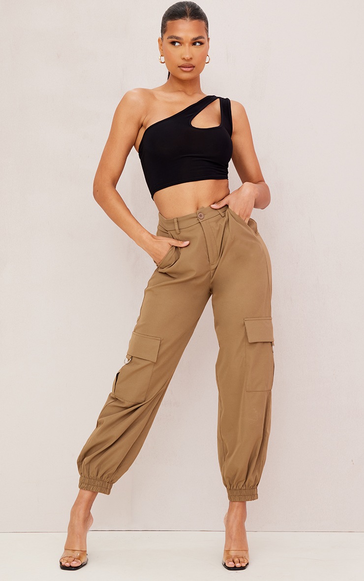 Black Double Strap Slinky Crop Top image 3