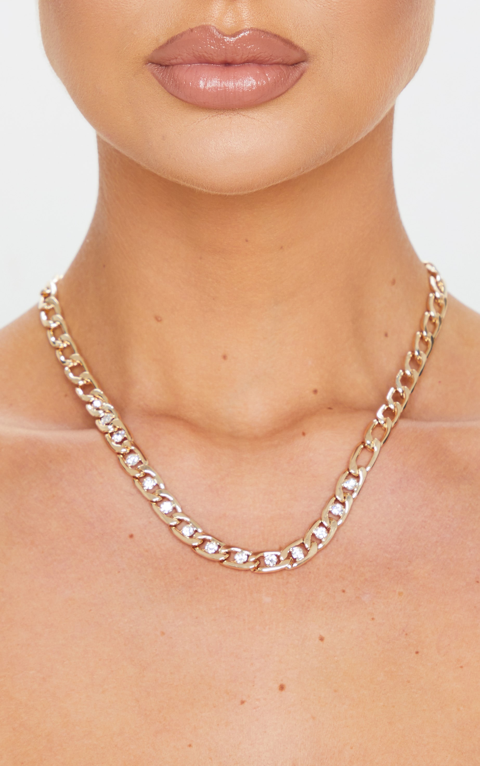 Gold Diamante Short Chain Necklace