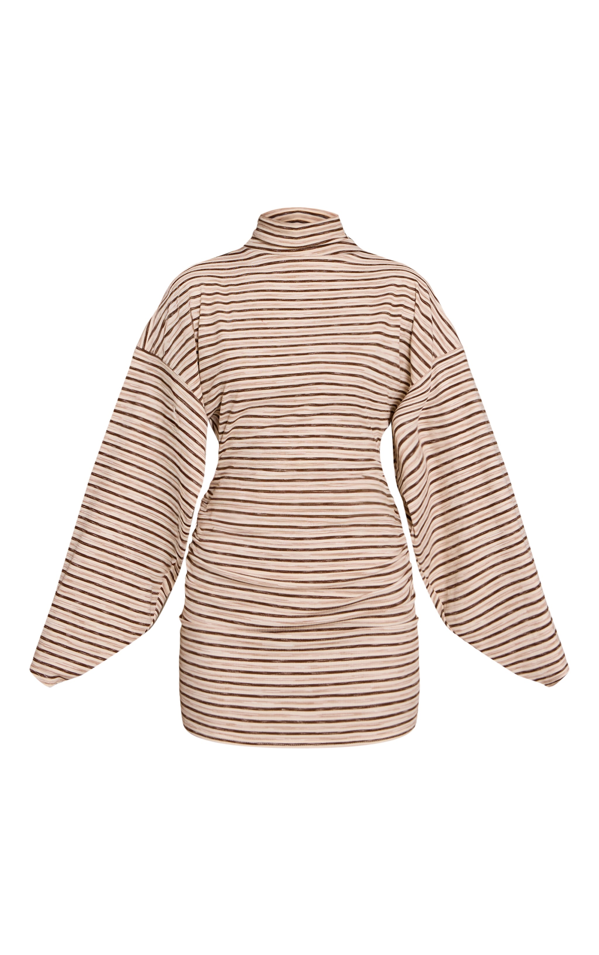 Chocolate Striped Batwing Ruched Bodycon Dress image 5