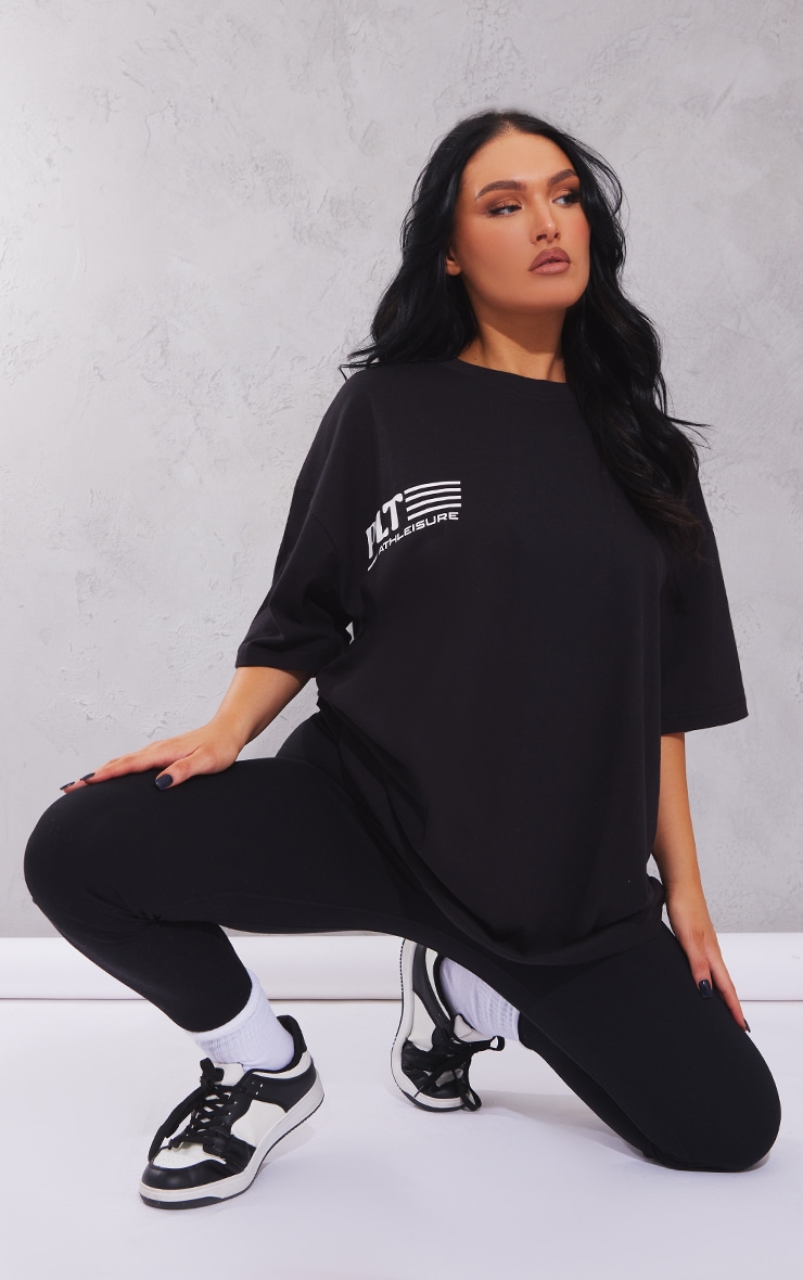 Black Athleisure Puff Print T Shirt image 3