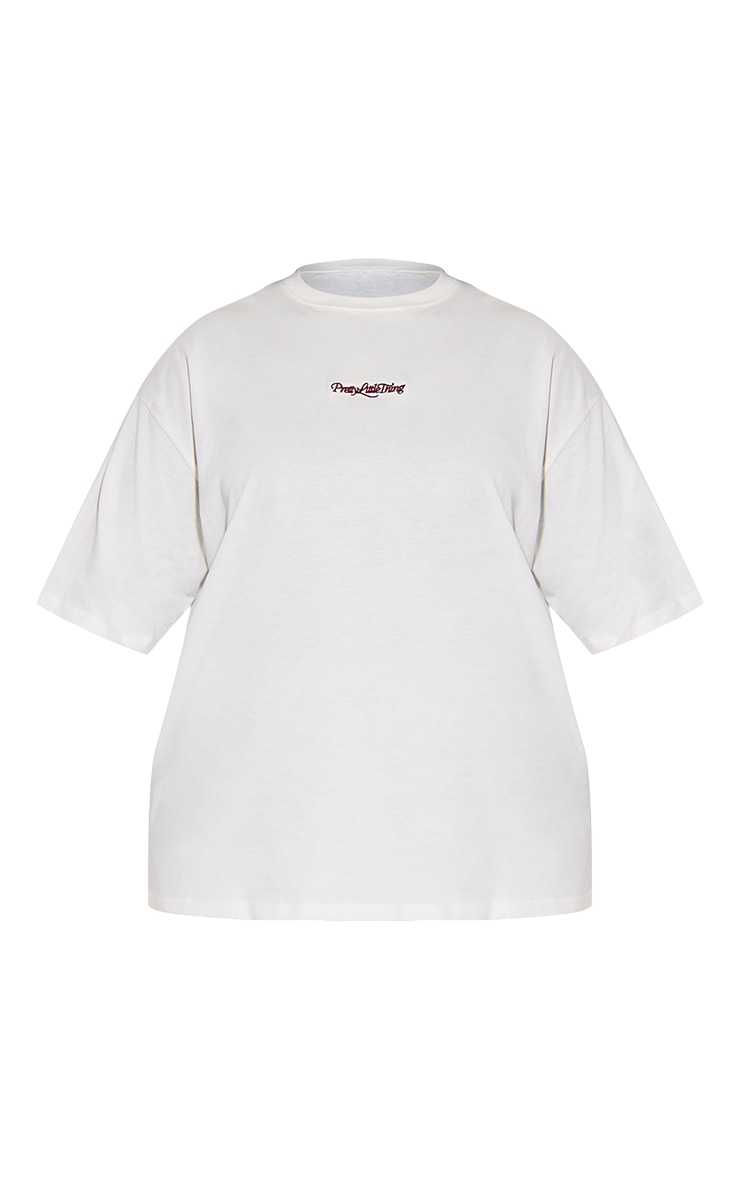 Plus Cream Prettylittlething Oversized T-Shirt image 5