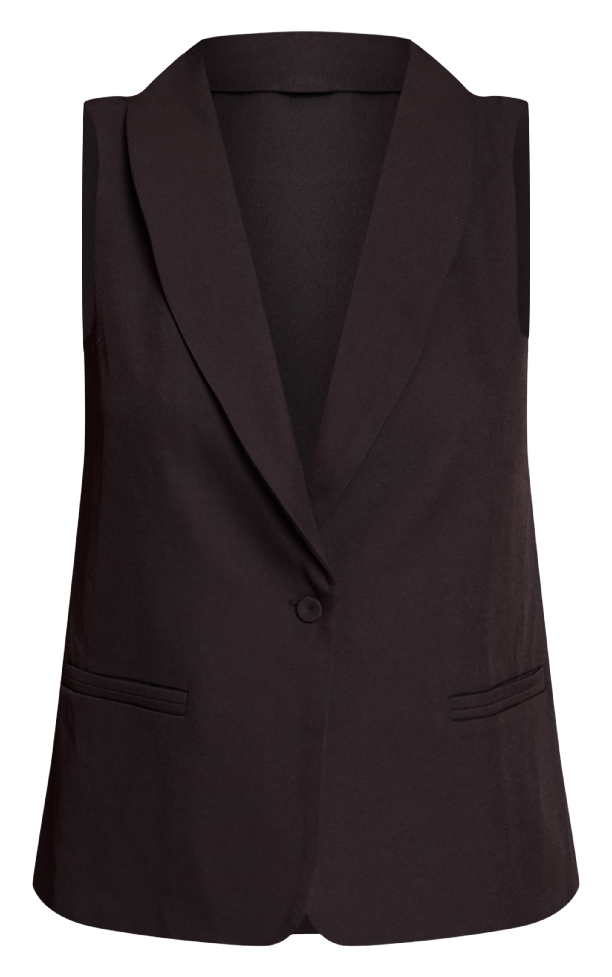 Black Woven Plunge Vest  image 5