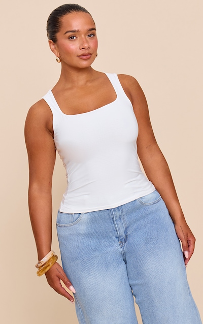 Shape WHITE Slinky Square Neck Top