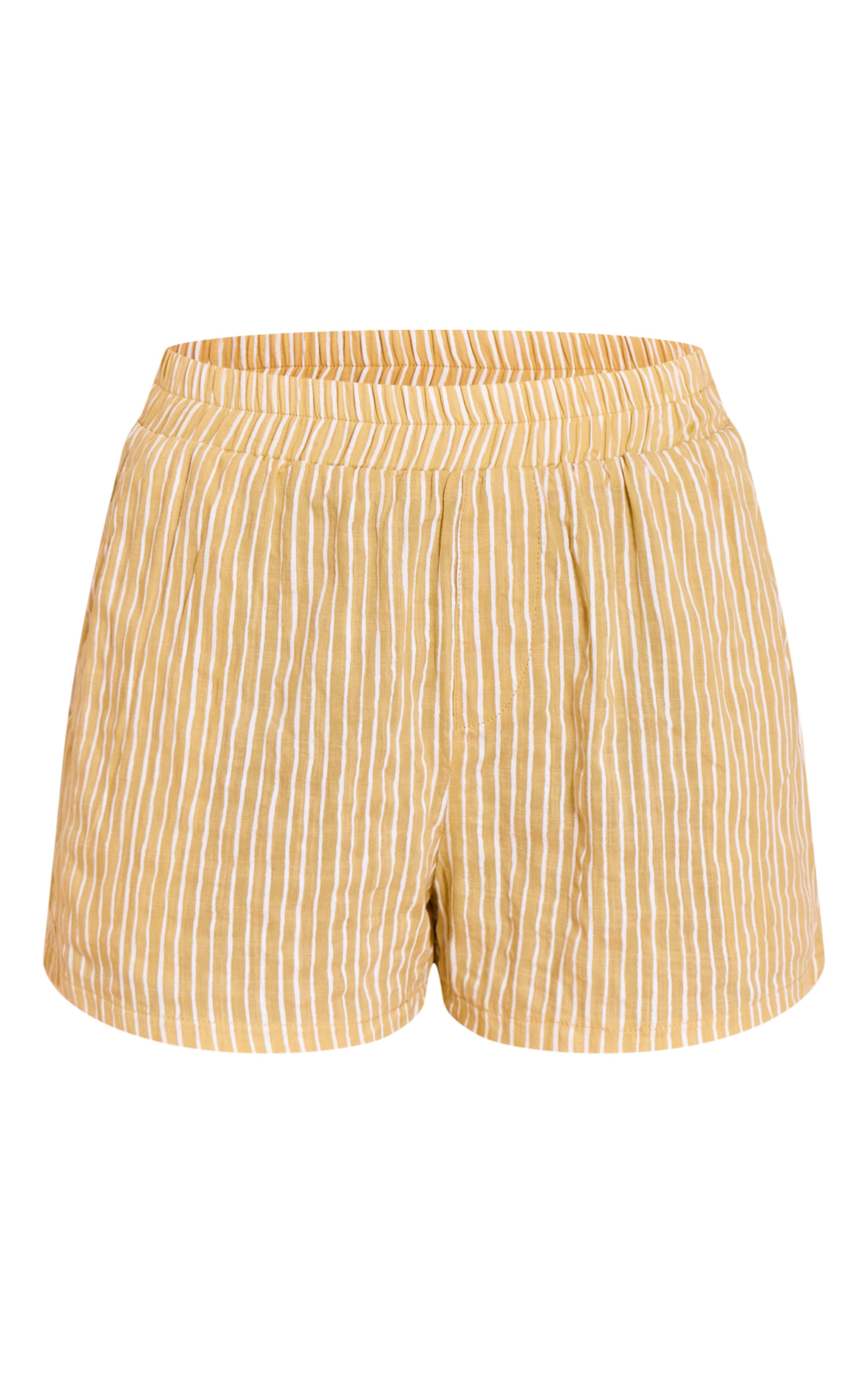 Chartreuse Striped Linen Floaty Shorts image 6
