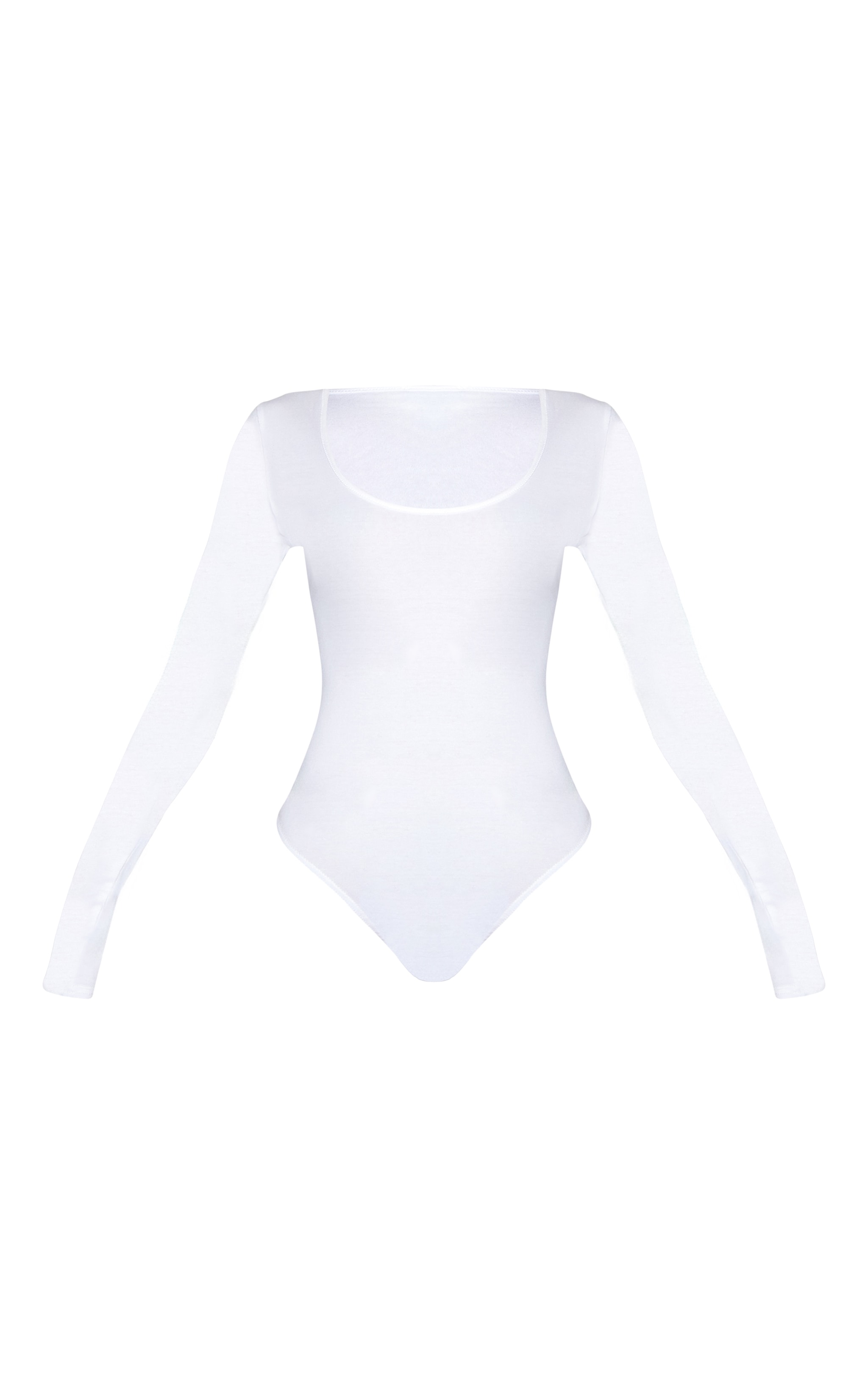 Body en coton blanc à col rond et manches longues image 5