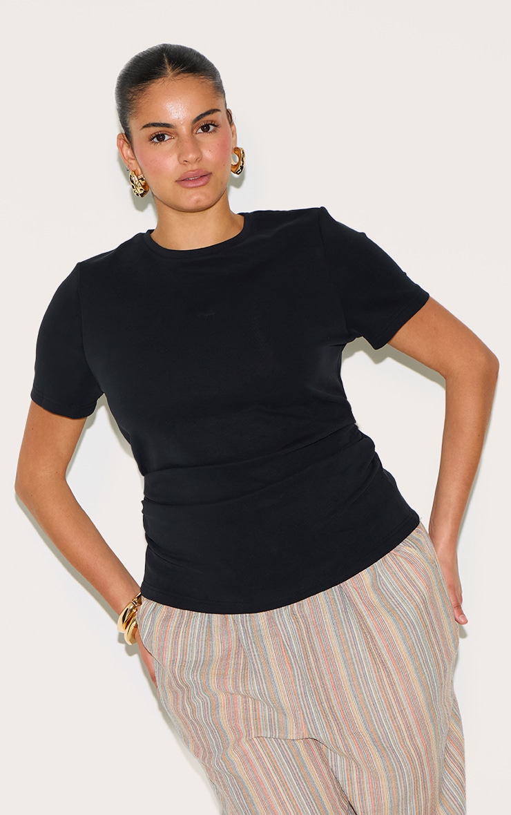 Plus Black Modal Ruched Side Top image 4