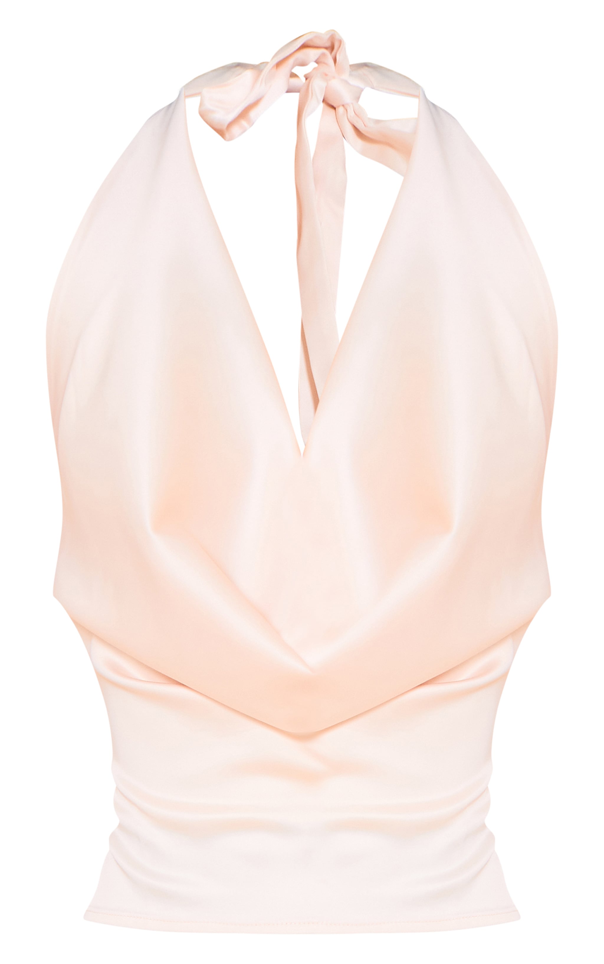 Champagne Satin Cowl Front Long Top image 5
