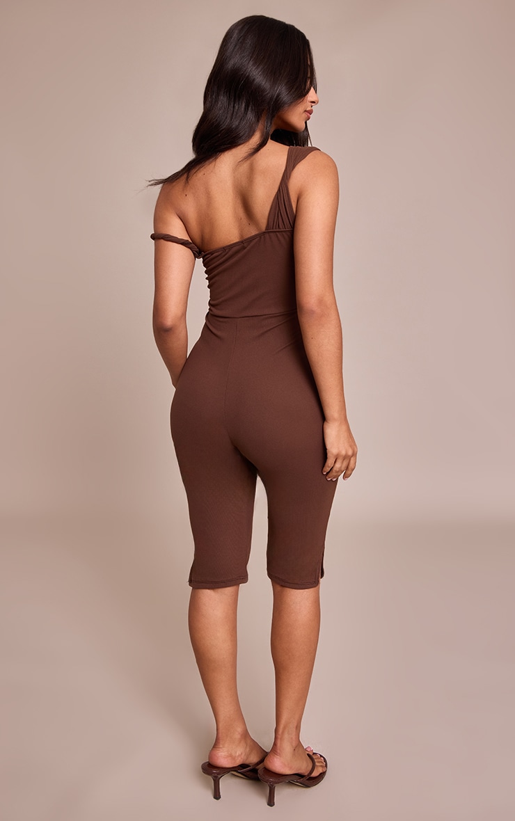 Petite Chocolate Super Soft Bardot Twist Detail Fitted Jumpsuit  image 2