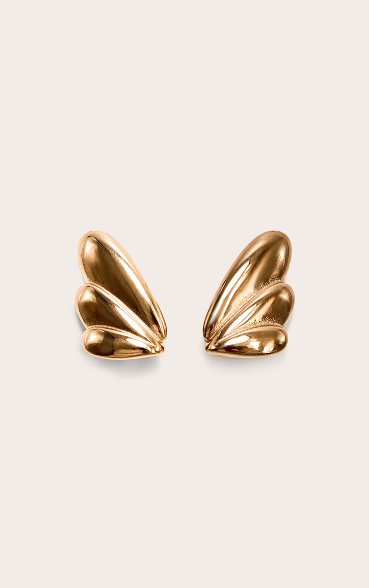 Boucles d'oreilles dorées résistantes à l'eau en goutte d'eau à clous image 2