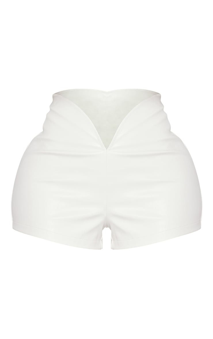 Shape White Faux Leather Dip Waist Shorts image 6