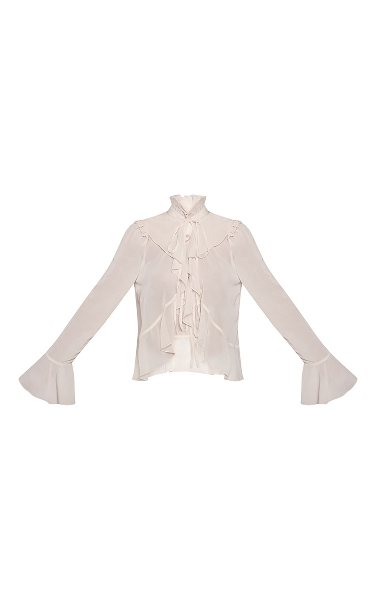 Butter Cream Chiffon Ruffle Tie Detail Blouse  image 5