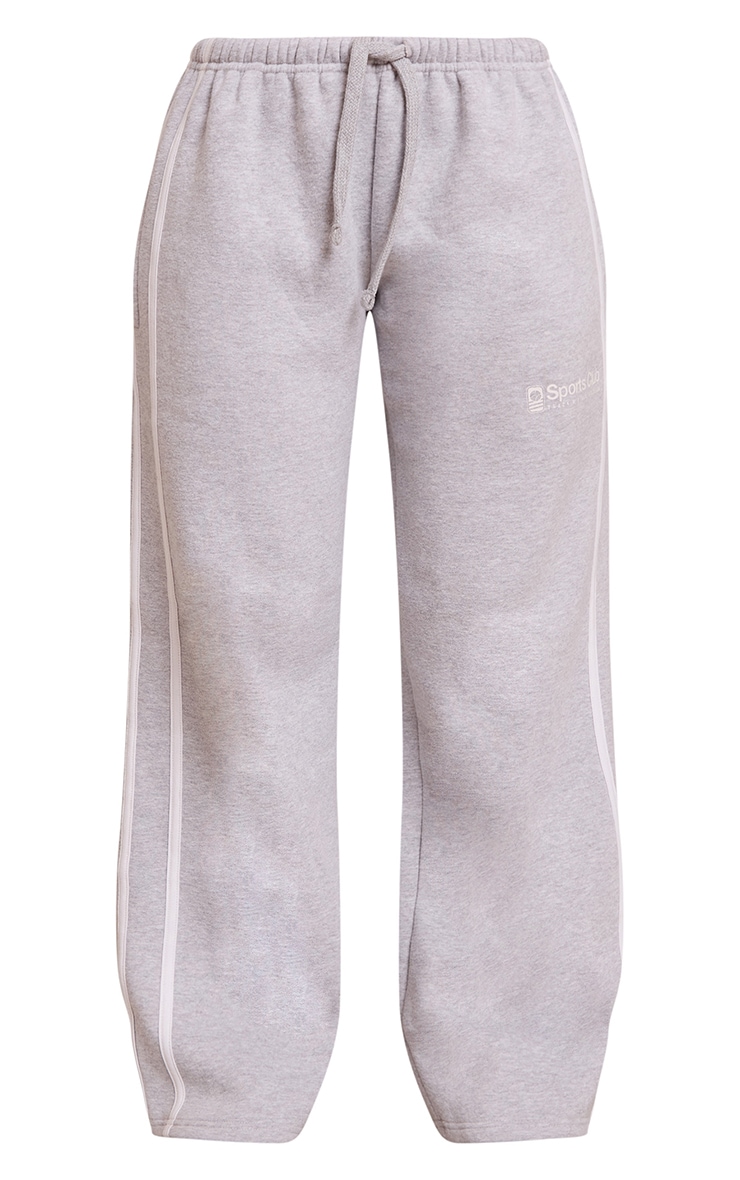 Petite Ash Grey Sports Club Print Wide Leg Sweatpants image 5