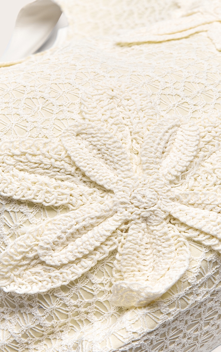 Cream Raffia Floral Placement Beach Tote Bag image 5