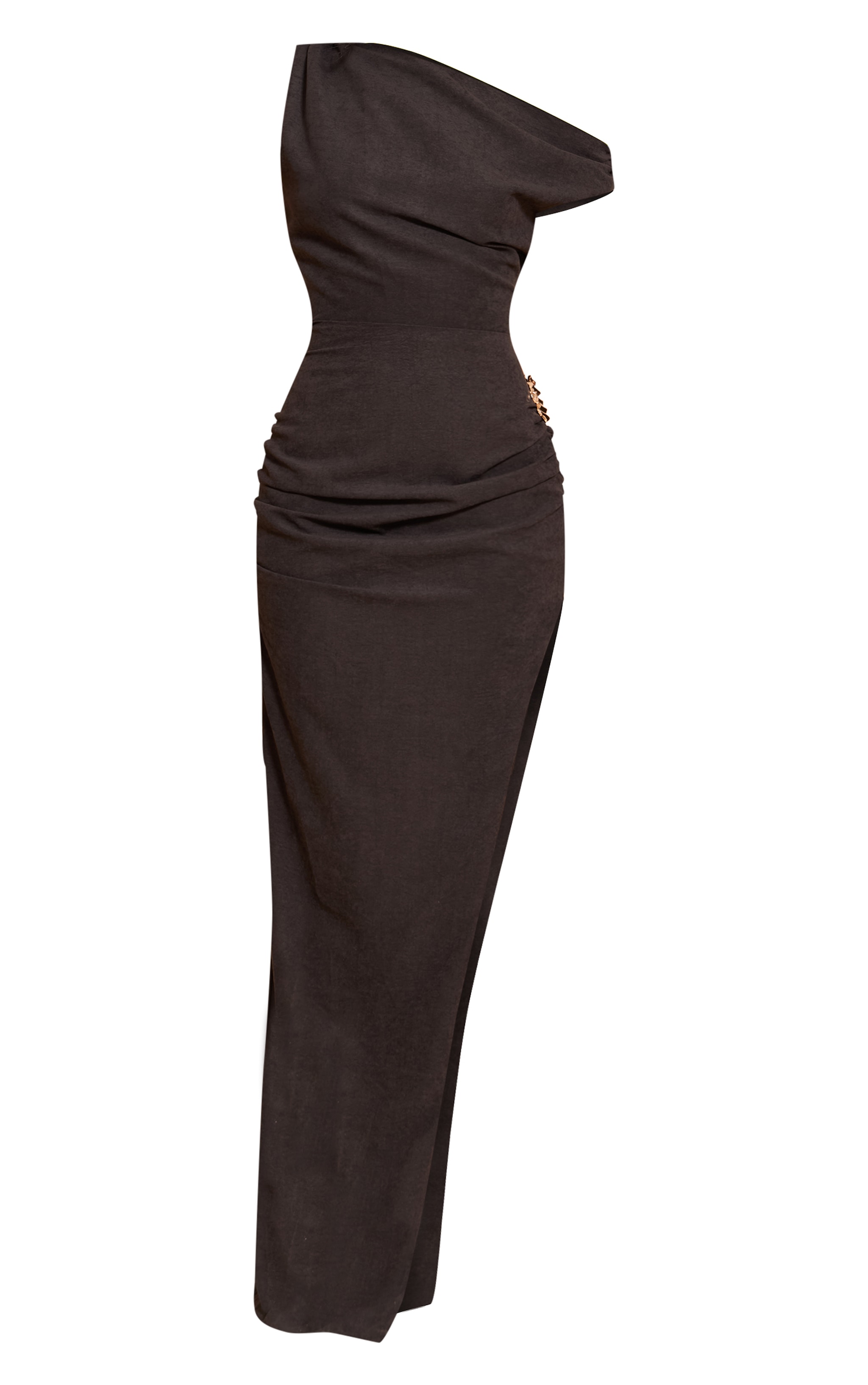 Tall Black Textured Asymmetric Bodycon Maxi Dress image 5